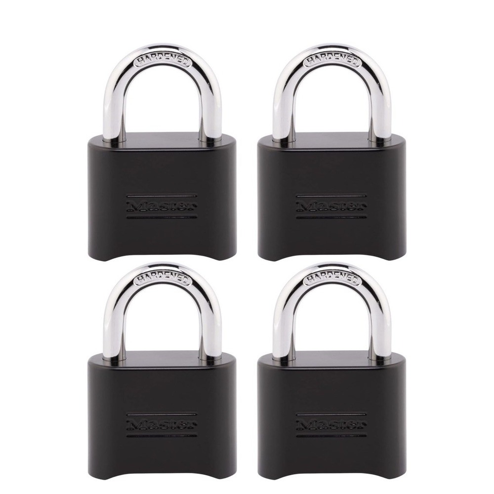 4 pack Master Lock Set Your Own Combination Padlock Black Resettable 178EC4